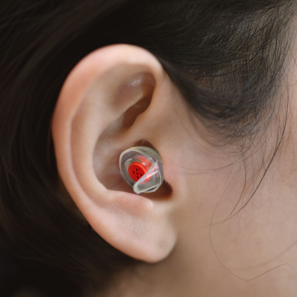Smaller Ears Earplugs Cherry Bomb closeup